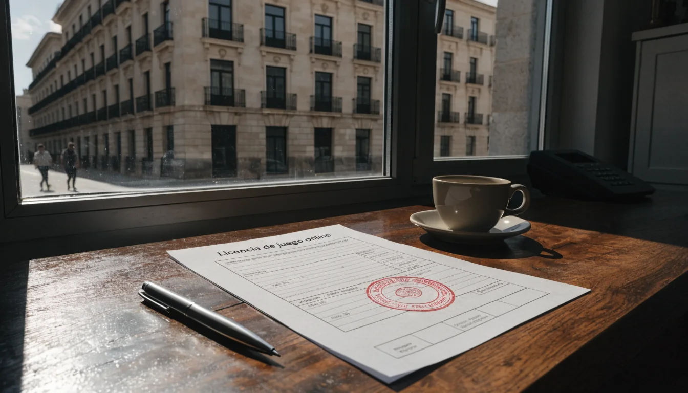 Oficina con documento de licencia oficial español